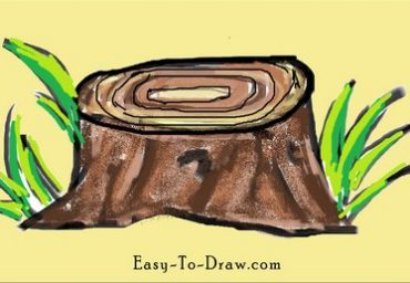 How to draw cartoon tree stump for kids » 